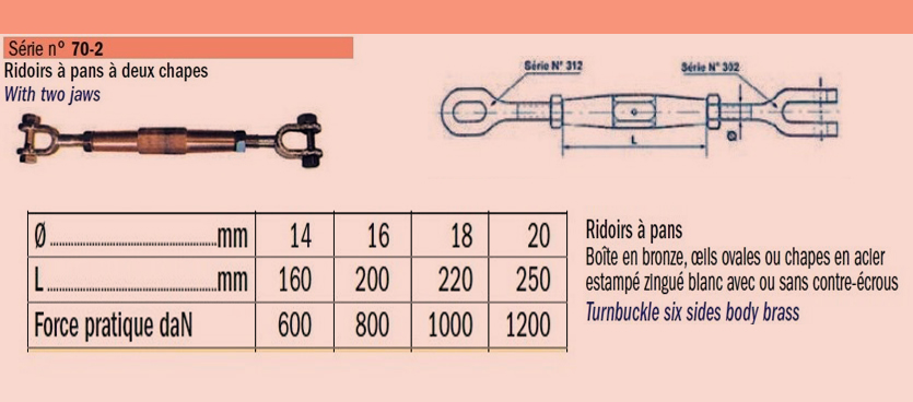 Ridoir à deux chapes diamètre 14 SN° 70-2