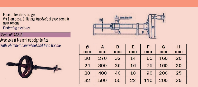 Ensemble de serrage de 32 avec volant blanchi et poignée fixe