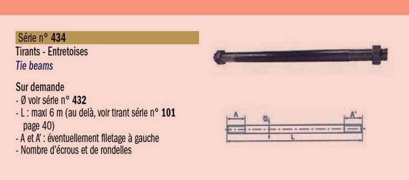 Tirant- fileté- Droite/Droite-de-24-longueur-3-métres-SN° 434