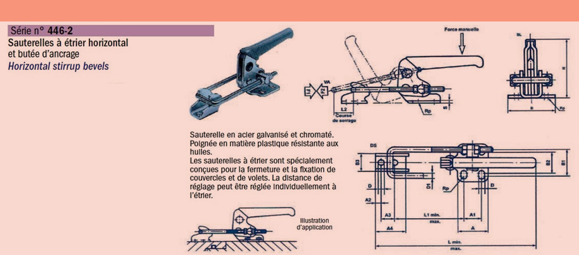 Sauterelle à étrier horizontal et butée d'ancrage F1800 SN°446-2