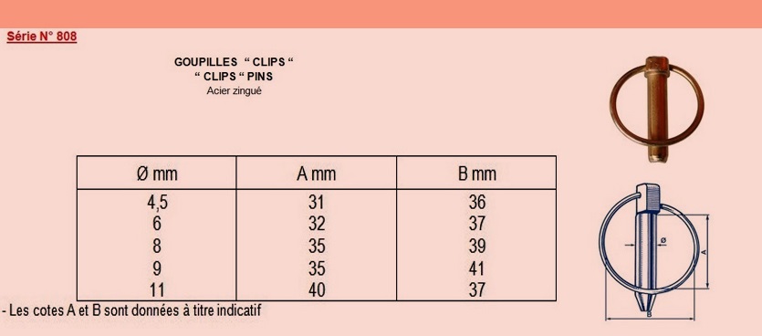 Goupille Clips diamètre 4.5 SN°808