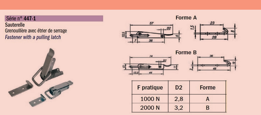 Sauterelle Grenoullière avec étrier de serrage F 1000 SN°447-1