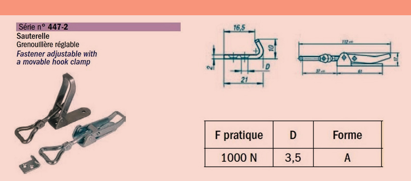 Sauterelle Grenoullière réglagle de serrage F 1000 SN°447-2