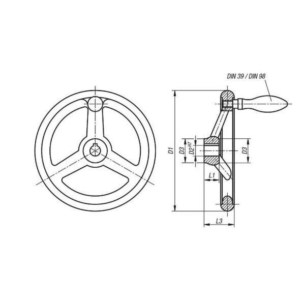 Volant aluminium de 315 alésé à 26 DIN 950 SN° 8422