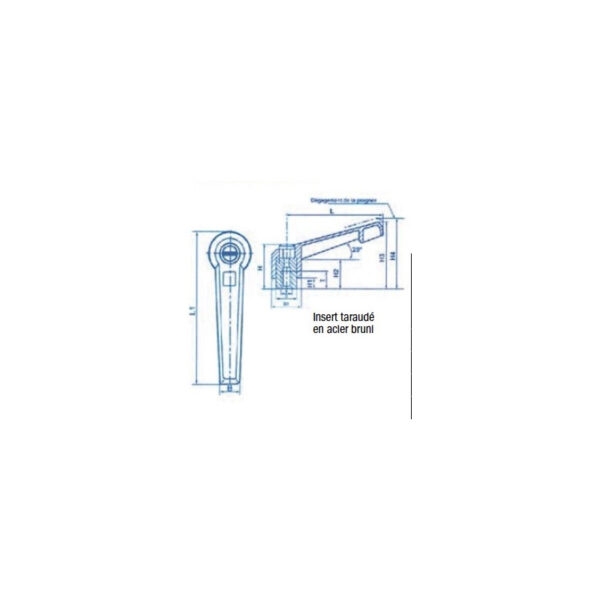 Manette indexable avec insert M 8 iso SN° 829-1