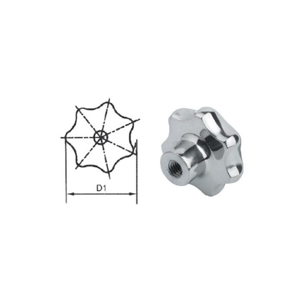 Bouton en forme d'étoile M12 trou debouchant inoxydable SN° 826-15